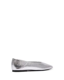 Clara Pointed Flat Silver 10 Clara Pointed Flat Silver -THERAPY SHOES CLARA SILVER CRACKED METALLIC PU BACK ANGLE