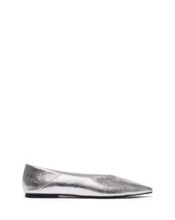 Clara Pointed Flat Silver 9 Clara Pointed Flat Silver -THERAPY SHOES CLARA SILVER CRACKED METALLIC PU SIDE