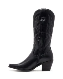 Clayton Cowboy Boot Black -THERAPY SHOES CLAYTON BLACK PU SIDE2