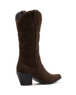 Clayton Cowboy Boot Chocolate Suede 8 Clayton Cowboy Boot Chocolate Suede -THERAPY SHOES CLAYTON CHOCOLATE MICROSUEDE BACK