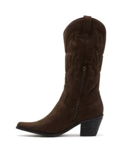 Clayton Cowboy Boot Chocolate Suede 9 Clayton Cowboy Boot Chocolate Suede -THERAPY SHOES CLAYTON CHOCOLATE MICROSUEDE SIDE2