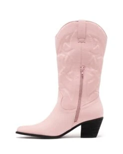 Clayton Cowboy Boot Pale Pink Suede -THERAPY SHOES CLAYTON PALEPINKMICROSUEDE SIDE2 INTERIOR