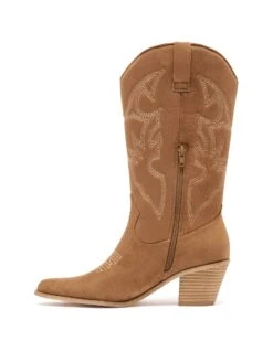 Clayton Cowboy Boot Toffee Suede 9 Clayton Cowboy Boot Toffee Suede -THERAPY SHOES CLAYTON TOFFEEMICROSUEDE SIDE2 INTERIOR