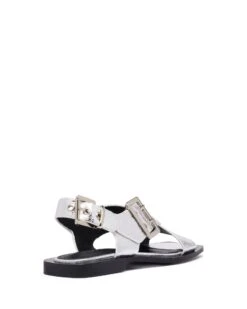 Easy Slingback Flat Silver Cracked Metallic 8 Easy Slingback Flat Silver Cracked Metallic -THERAPY SHOES EASY SILVERCRACKEDMETALLIC BACKANGLE