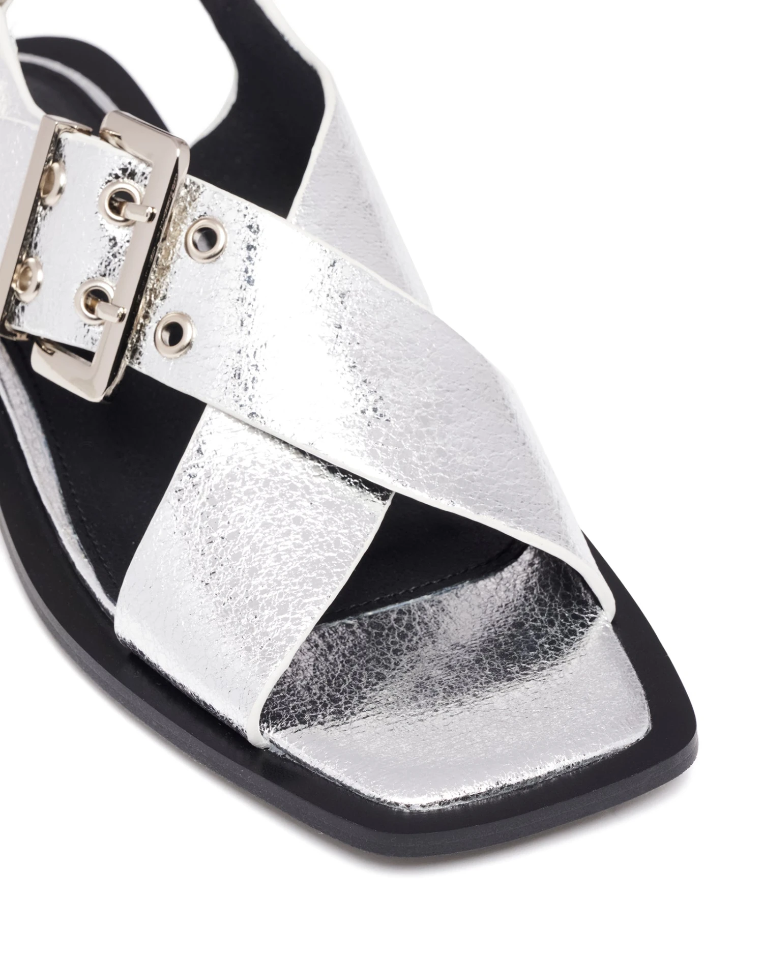Easy Slingback Flat Silver Cracked Metallic 4 Easy Slingback Flat Silver Cracked Metallic - Image 2