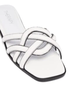 Gabrielle Flat Sandal White Burnished 9 Gabrielle Flat Sandal White Burnished -THERAPY SHOES GABRIELLE WHITE TOEANGLE