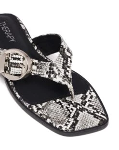Gallery Thong Sandal Black/White Snake -THERAPY SHOES GALLERY BLACKWHITESNAKE TOEANGLE