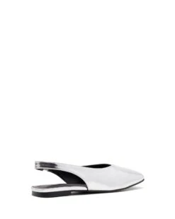 Graze Slingback Flat Silver 10 Graze Slingback Flat Silver -THERAPY SHOES GRAZE SILVERCRINKLE METALLIC PU BACK