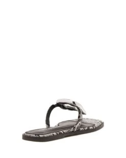 Guild Thong Sandal Black/White Snake -THERAPY SHOES GUILD BLACK WHITE SNAKE PU BACK