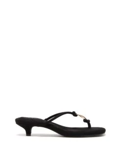 Haydn Thong Heel Black Microsuede