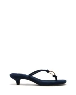 Haydn Thong Heel Navy Microsuede