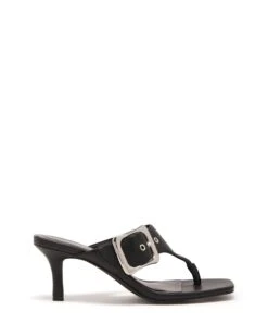 Jade Thong Heel Black Smooth