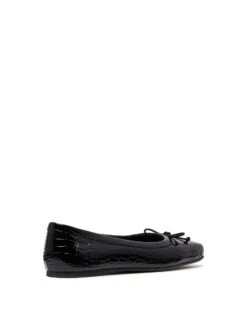 Laine Ballet Flat Black Croc 10 Laine Ballet Flat Black Croc -THERAPY SHOES LAINE BLACK CROC PU BACK ANGLE