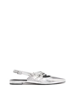Lisst Slingback Flat Silver Cracked Metallic