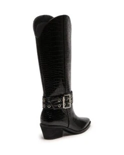 Maiden Cowboy Boot Black Patent Croc -THERAPY SHOES MAIDEN BLACK CROC PU BACK