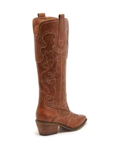 Malvin Cowboy Boot Tan Burnished 8 Malvin Cowboy Boot Tan Burnished -THERAPY SHOES MALVIN TAN BURNISHED PU BACK