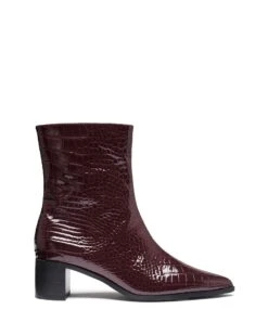 Paige Ankle Boot Bordeaux Patent Croc