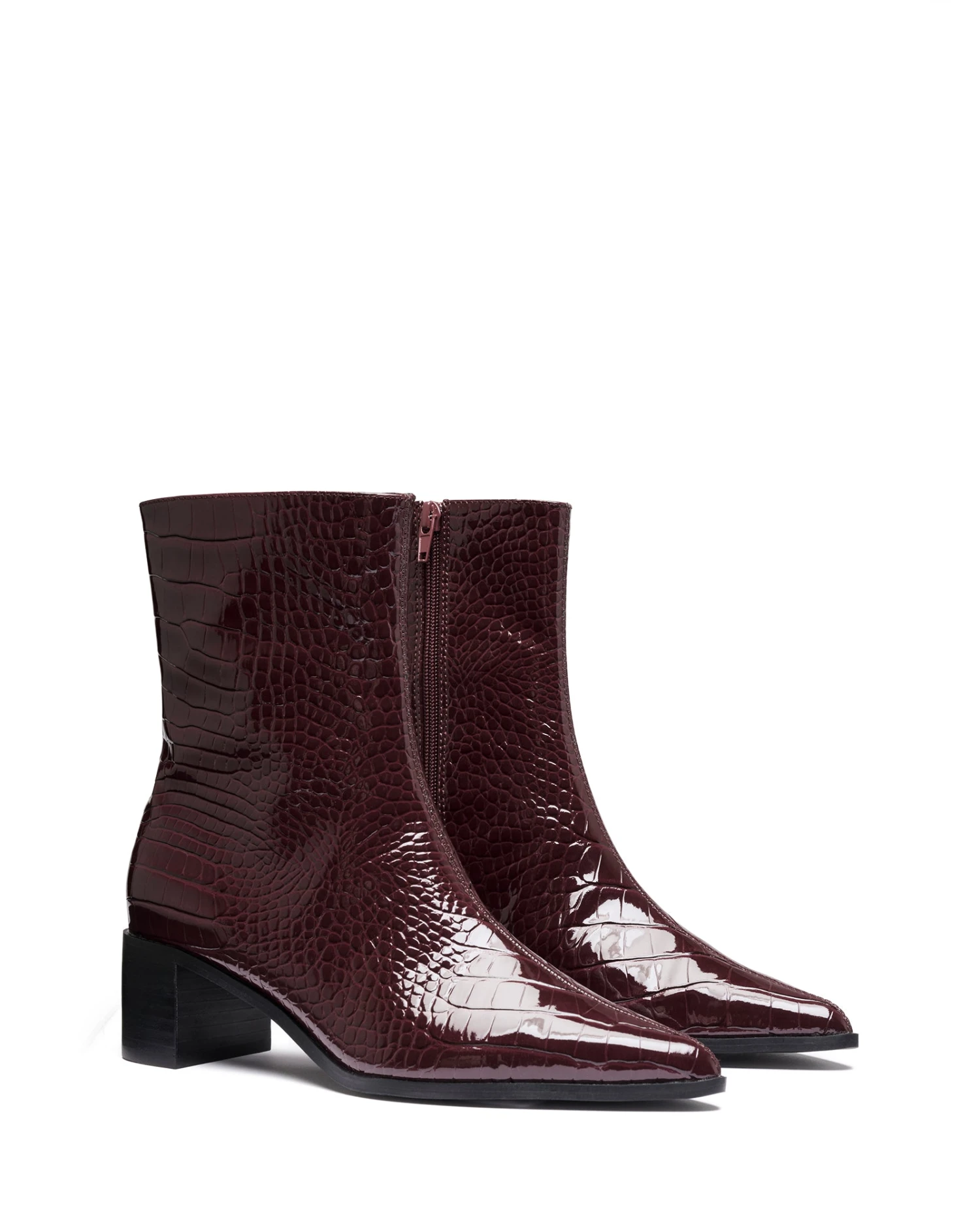 Paige Ankle Boot Bordeaux Patent Croc 5 Paige Ankle Boot Bordeaux Patent Croc - Image 3