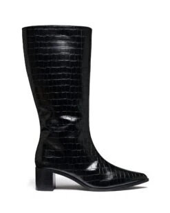 Penny Tall Boot Black Croc