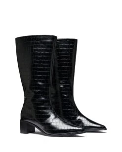 Penny Tall Boot Black Croc 9 Penny Tall Boot Black Croc -THERAPY SHOES PENNY BLACKCROCPU TOEANGLE