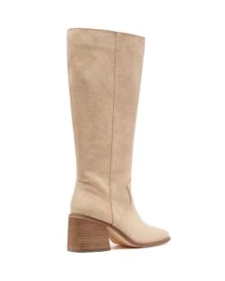 Quinn Tall Boot Cashew Suede 8 Quinn Tall Boot Cashew Suede -THERAPY SHOES QUINN CASHEWMICROSUEDE BACKANGLE