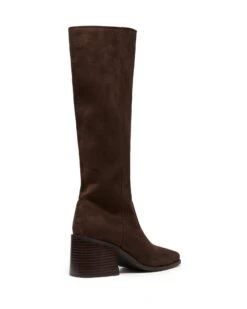 Quinn Tall Boot Chocolate Suede -THERAPY SHOES QUINN CHOCOLATE MICROSUEDE BACK ANGLE