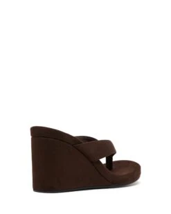 Ren Wedge Chocolate Tonal Faux Suede -THERAPY SHOES REN CHOCOLATE TONAL BACK ANGLE