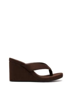 Ren Wedge Chocolate Tonal Faux Suede