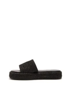 Retro Flatform Sandal Black Raffia 9 Retro Flatform Sandal Black Raffia -THERAPY SHOES RETRO BLACK RAFFIA SIDE2