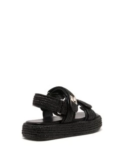 Revive Flatform Sandal Black Raffia -THERAPY SHOES REVIVE BLACK RAFFIA BACK
