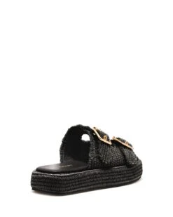 Rustic Flatform Sandal Black Raffia 9 Rustic Flatform Sandal Black Raffia -THERAPY SHOES RUSTIC BLACK RAFFIA BACK