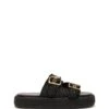 Rustic Flatform Sandal Black Raffia -THERAPY SHOES RUSTIC BLACK RAFFIA SIDE