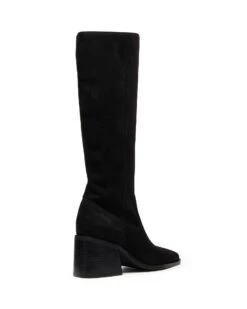Quinn Tall Boot Black Suede 8 Quinn Tall Boot Black Suede -THERAPY SHOES SOLE21281 BLACK MICROSUEDE BACK ANGLE
