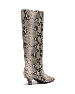 Spicy Tall Boot Black/White Snake 8 Spicy Tall Boot Black/White Snake -THERAPY SHOES SPICY BLACK WHITE SNAKE PU BACK ANGLE