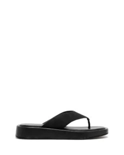 Veda Thong Sandal Black Suede