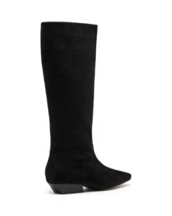 Xavier Tall Boot Black Suede -THERAPY SHOES XAVIER BLACK FAUX SUEDE BACK ANGLE
