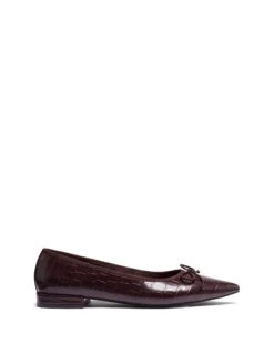 Yazmina Pointed Flat Bordeaux Croc