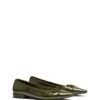Yazmina Pointed Flat Khaki Croc 1 Yazmina Pointed Flat Khaki Croc -THERAPY SHOES YAZMINA KHAKICROCPU TOEANGLE
